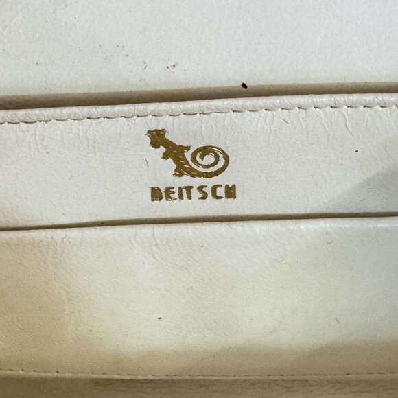 Vintage Beitsch Women's Beige Embossed Leather Gold Hardware Handbag Size S - Picture 7 of 12